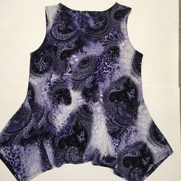 DRESSBARN PURPLE PAISLEY BEADED EMBELLISHED NWOT SLEEVELESS PURPLE TOP MED - Picture 6 of 8